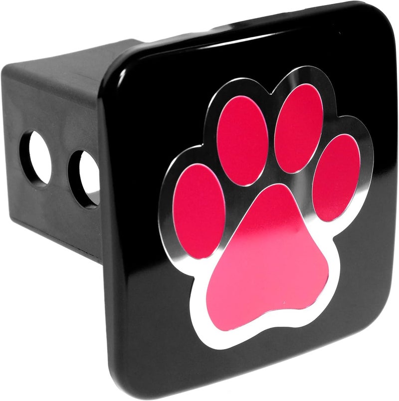 eVerHITCH Dog Paw Print Tube Plug Hitch Cover (Black and Pink, Fits 2" Receiver) - Image 3